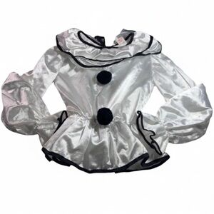 Vintage Retro Clowncore 1980’s Pierrot Satin Clown Costume Set Kids Size Large